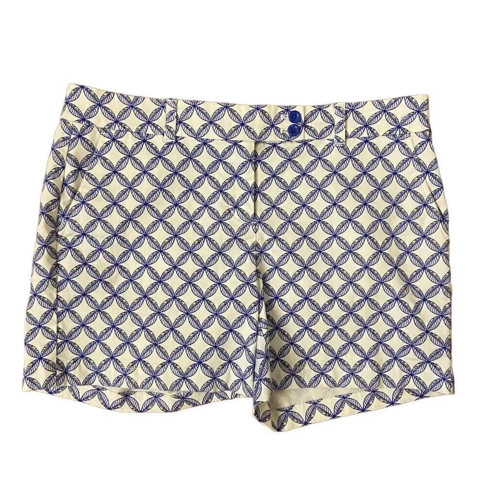 Vineyard Vines White Blue Floral Lattice Print Shorts Size 10